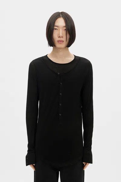 Ann Demeulemeester Leo Layered Serafino Top In Black