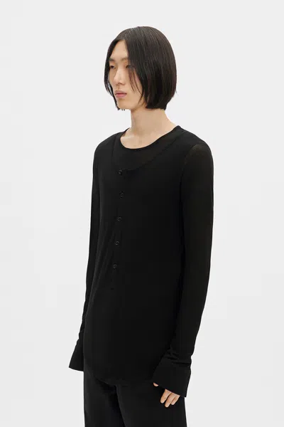 Ann Demeulemeester Leo Layered Serafino Top In Black