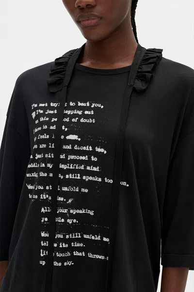 Ann Demeulemeester Agapi Printed High Comfort T-shirt With Detachable Collar In Black
