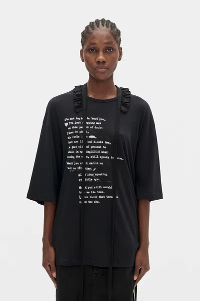 Ann Demeulemeester Agapi Printed High Comfort T-shirt With Detachable Collar In Black