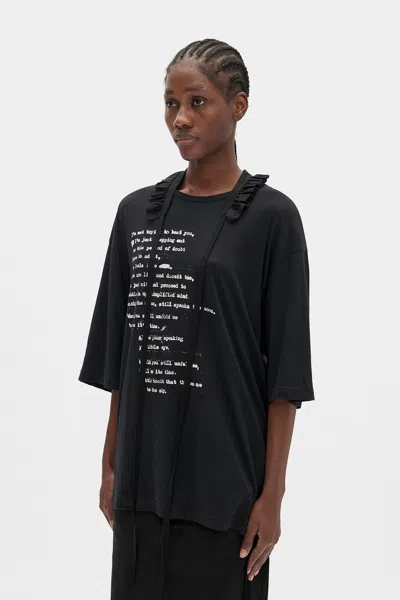 Ann Demeulemeester Agapi Printed High Comfort T-shirt With Detachable Collar In Black