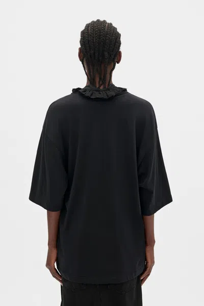 Ann Demeulemeester Agapi Printed High Comfort T-shirt With Detachable Collar In Black