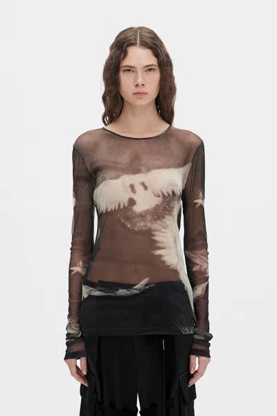Ann Demeulemeester Fiene ''doves'' Print Long Sleeve T-shirt In Black