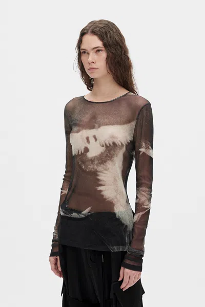 Ann Demeulemeester Fiene ''doves'' Print Long Sleeve T-shirt In Black
