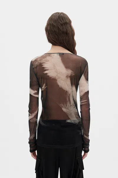 Ann Demeulemeester Fiene ''doves'' Print Long Sleeve T-shirt In Black