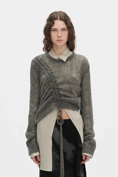 Ann Demeulemeester Asymmetrical Drawstring Sweater In Black