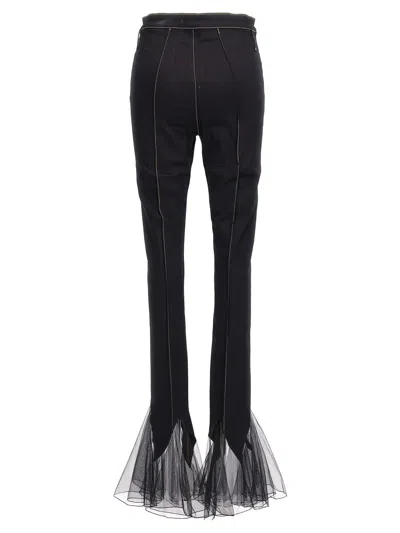 Nensi Dojaka Sheer Hem Tulle Jeans In Black