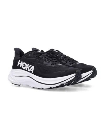 Hoka Clifton 10 Rubber-trimmed Jacquard Running Sneakers In Black