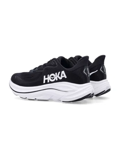 Hoka Clifton 10 Rubber-trimmed Jacquard Running Sneakers In Black