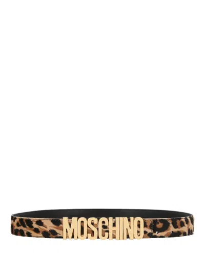 Moschino Logo-lettering Leopard-print Belt