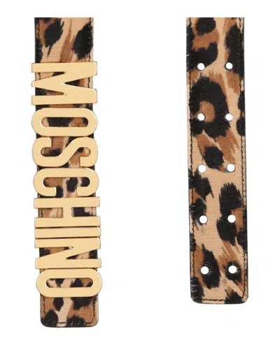 Moschino Logo-lettering Leopard-print Belt