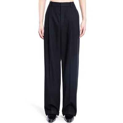 Saint Laurent High-waisted Black Trousers With Tone-on-tone Embossed Relief In Black