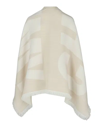 Jimmy Choo Logo Printed Wool Poncho