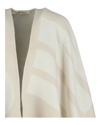 Jimmy Choo Logo Printed Wool Poncho