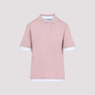 Prada Classic Polo T-shirt With Contrasting Trim In Pink