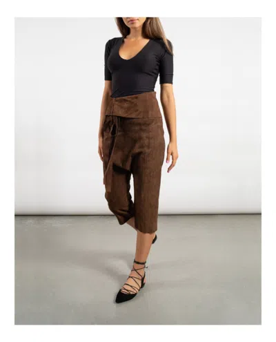 Saint Laurent Cropped Suede Droped Shorts
