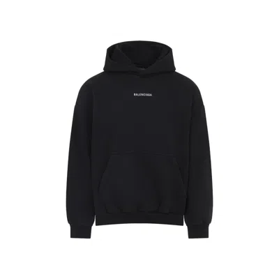Balenciaga Relaxed-fit Cotton Hooded Sweatshirt With Design In Black