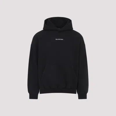 Balenciaga Relaxed-fit Cotton Hooded Sweatshirt With Design In Black