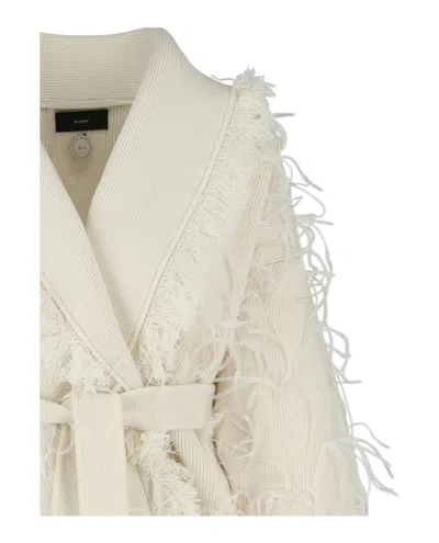 Alanui Embroidered Feather Cardigan In White