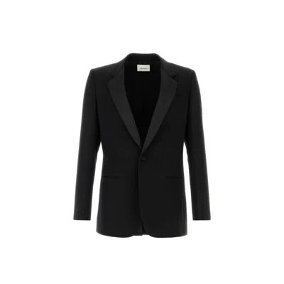 Saint Laurent Wool Blazer With Back Vent And Front Pockets In Black