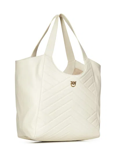 Pinko Puzzle-quilted Leather Shopper Bag With Logo Plate
