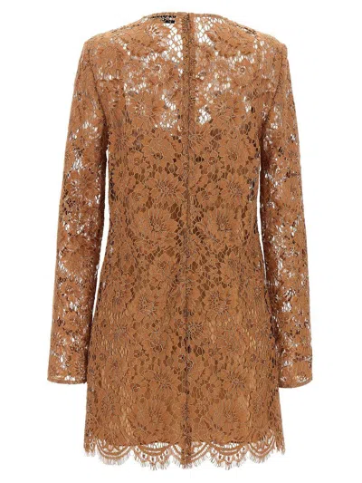 Self-portrait Womens Tan Lace Bow-embellished Woven Mini Dress In Brown