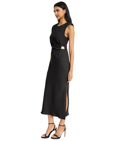Donna Morgan For Maggy Ruched Side Slit Tank Midi Dress