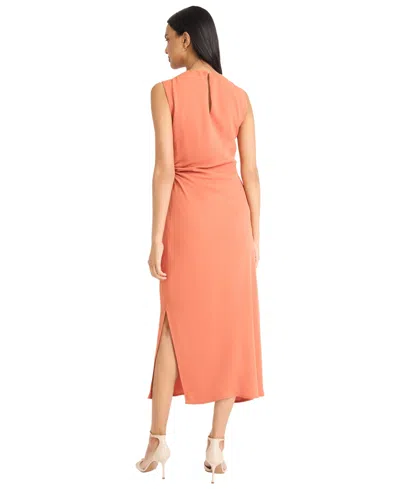 Donna Morgan For Maggy Ruched Side Slit Tank Midi Dress In Pink