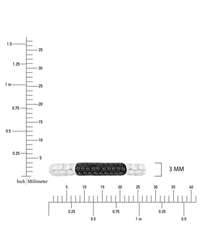 Macy's Black Spinel Pave Textured Stack Ring (1/5 Ct. T.w.) In Sterling Silver