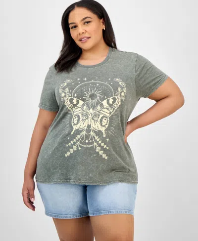 Rebellious One Trendy Plus Size Graphic Print Butterfly T-shirt
