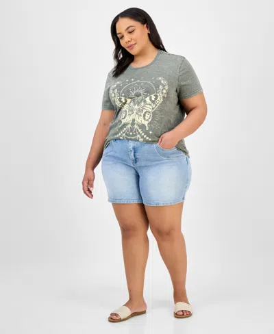 Rebellious One Trendy Plus Size Graphic Print Butterfly T-shirt