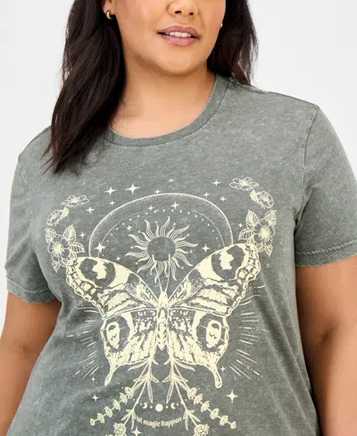 Rebellious One Trendy Plus Size Graphic Print Butterfly T-shirt