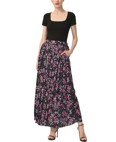 Kimi & Kai Women's Print Box Pleat Maxi Skirt
