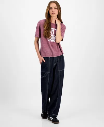 Rebellious One Juniors' Tokyo Mineral Wash Graphic T-shirt