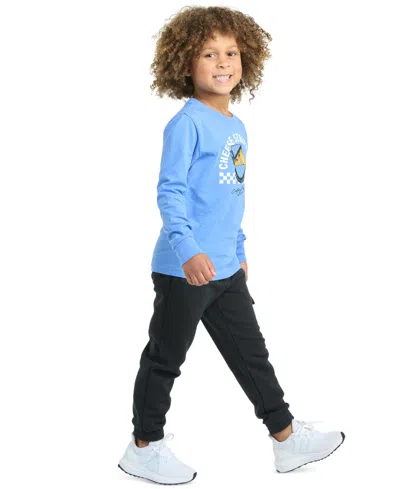 Adidas Originals Toddler & Little Boys Long-sleeve Graphic T-shirt & Elastic-waistband Cargo Jogger Pants, 2 Piece Se In Blue