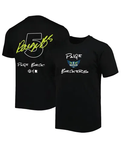 Round21 Men's And Women's Paige Bueckers Black Dallas Wings 2025 Wnba Draft Name Number T-shirt