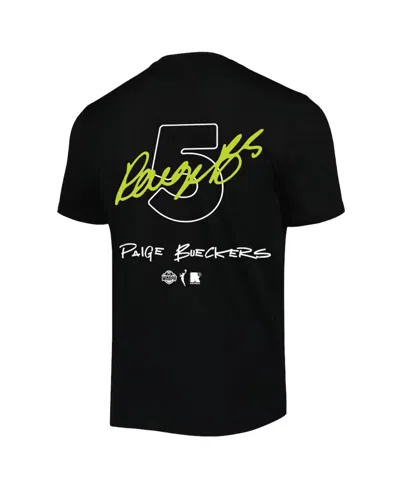 Round21 Men's And Women's Paige Bueckers Black Dallas Wings 2025 Wnba Draft Name Number T-shirt