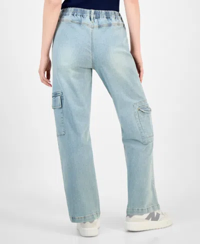Madden Girl Juniors' Super High-rise Cargo Skater Jeans In Blue