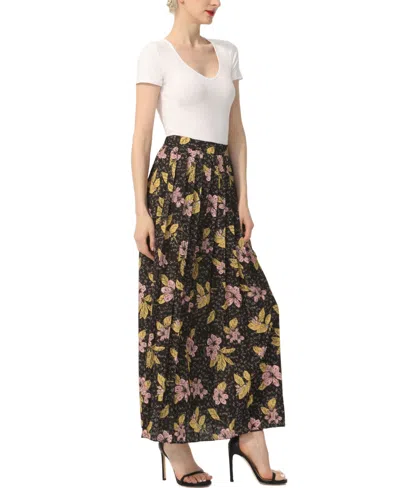 Kimi & Kai Print Box Pleat Maxi Skirt In Multi