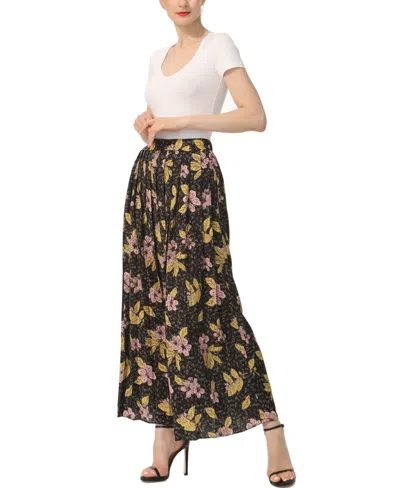 Kimi & Kai Print Box Pleat Maxi Skirt In Multi