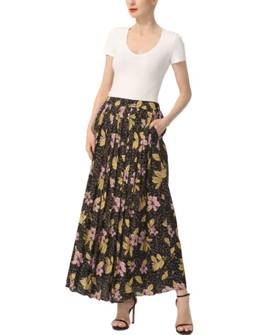 Kimi & Kai Print Box Pleat Maxi Skirt In Multi