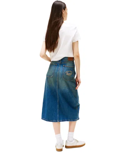 Tommy Jeans Women's Claire Cotton Front-slit Denim Midi Skirt