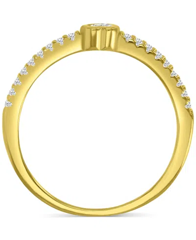 Macy's Cubic Zirconia Heart Promise Stack Ring In 14k Gold-plated Sterling Silver