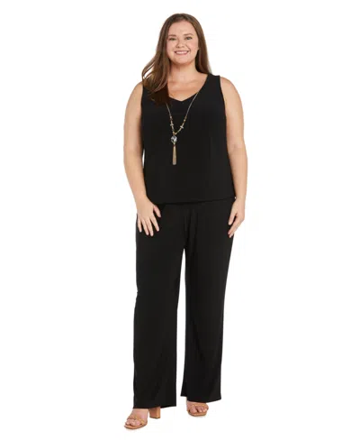 R & M Richards Plus Size Jacket, Necklace Top & Pant Set