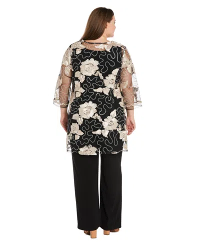 R & M Richards Plus Size Jacket, Necklace Top & Pant Set