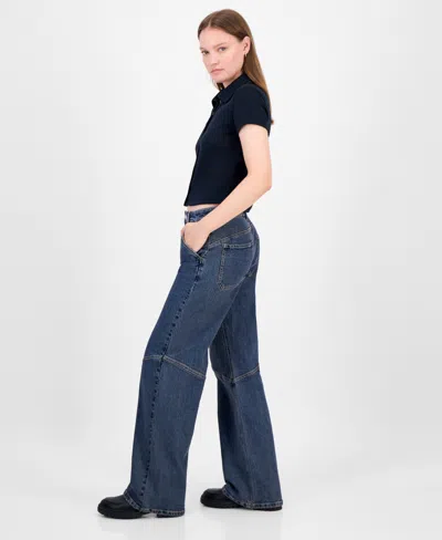Celebrity Pink Juniors' Slouchy Skater Wide-leg Jeans In Blue