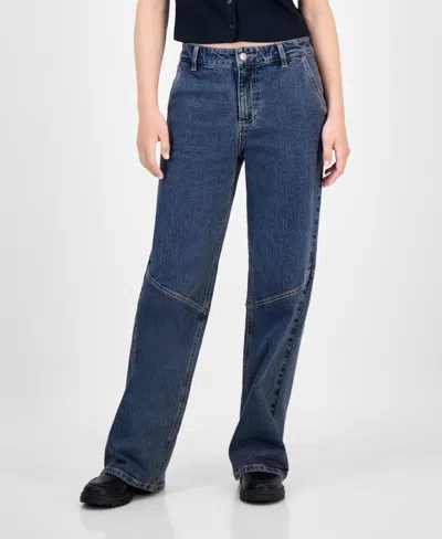 Celebrity Pink Juniors' Slouchy Skater Wide-leg Jeans In Blue