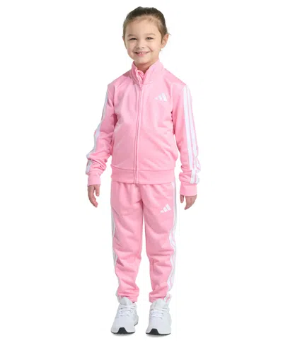 Adidas Originals Toddler & Little Girls Tricot Long-sleeve Essential 3-stripe Tricot Track Jacket & Pants, 2 Piece Se In Pink