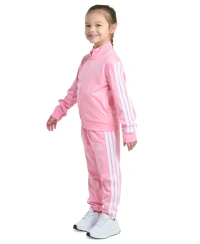 Adidas Originals Toddler & Little Girls Tricot Long-sleeve Essential 3-stripe Tricot Track Jacket & Pants, 2 Piece Se In Pink