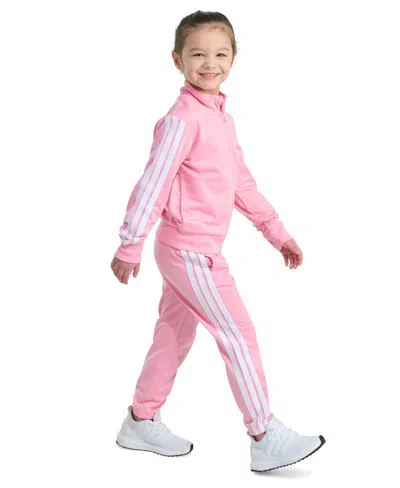 Adidas Originals Toddler & Little Girls Tricot Long-sleeve Essential 3-stripe Tricot Track Jacket & Pants, 2 Piece Se In Pink